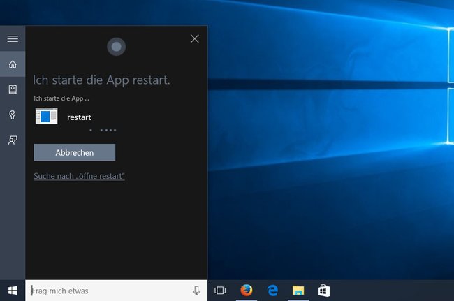 Windows 10: Mit Cortana könnt ihr den PC auch neustarten.