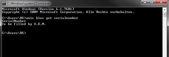 Per CMD-Befehl lässt sich die Seriennummer des PCs auslesen. (Bildquelle: GIGA)