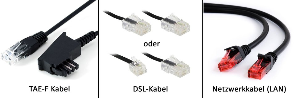 Router anschließen: Folgende Kabel sind in der Regel dabei.