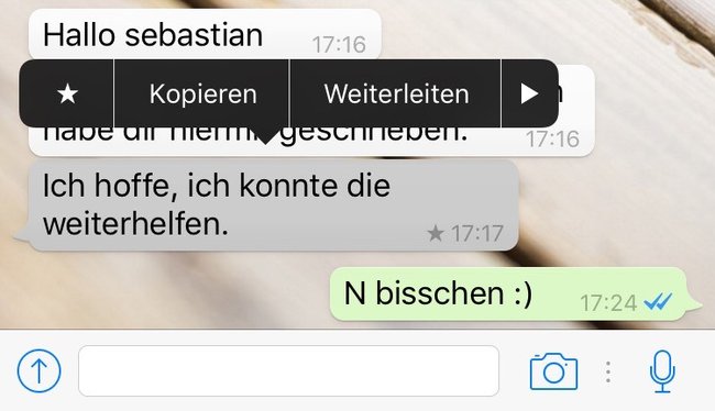 WhatsApp-Stern: Er taucht auf, wenn ihr Nachrichten gedrückt haltet.