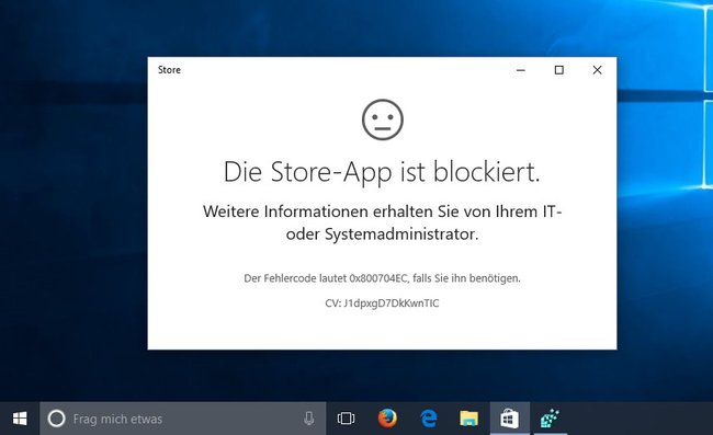 Windows 10: Der App Store ist blockiert und deaktiviert.