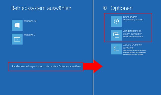 Dual Boot: Beim Systemstart wählt ihr aus, welches Betriebssystem gebootet wird oder ändert Einstellungen.