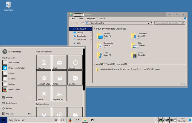 Windows 10 mit klassischem Design.
