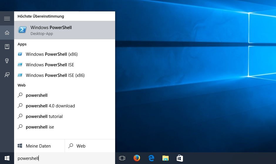 Windows 10: Die Powershell lässt sich über das Startmenü finden und öffnen.