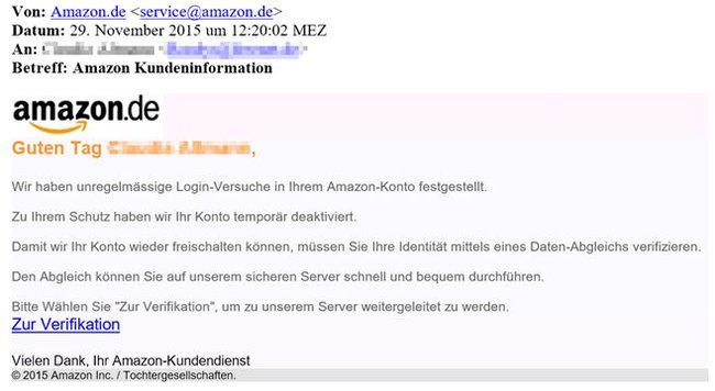 Amazon Kundeninformation Phishing