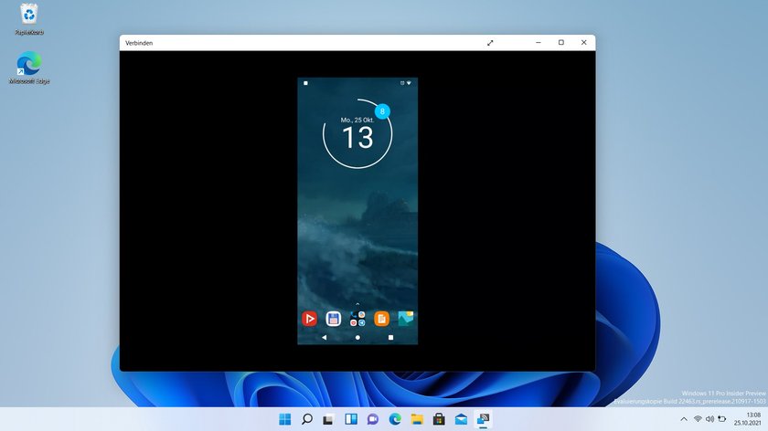 Windows zeigt den Bildschirminhalt des Handys an. Bild: GIGA