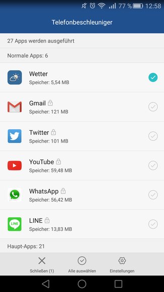 Huawei Mate S Telefonbeschleuniger Apps