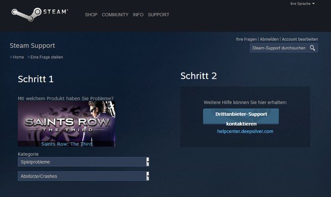 Meldet euch beim Steam-Support, wenn der Fehler mit "steam_api.dll fehlt" weiter besteht.