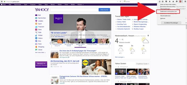 Yahoo Adblock deaktivieren