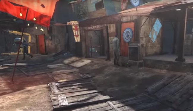 Die Chirurgie findet ihr hinter der roten Tür am Marktplatz von Diamond City