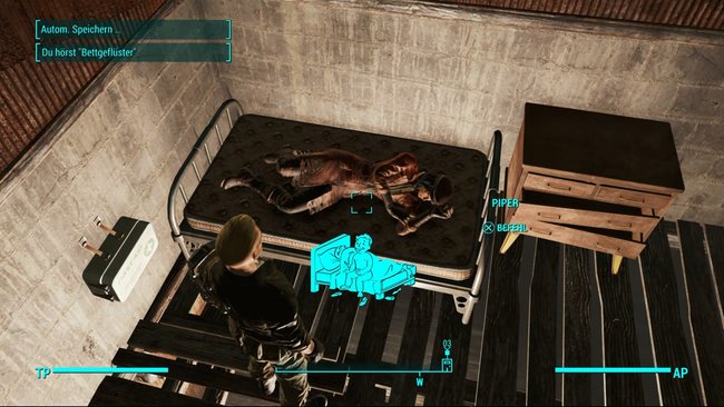 Schmutziger Ladescreen-Sex in voller Montur. In Fallout 4 geht es züchtig zu (Bildquelle: Screenshot GIGA).