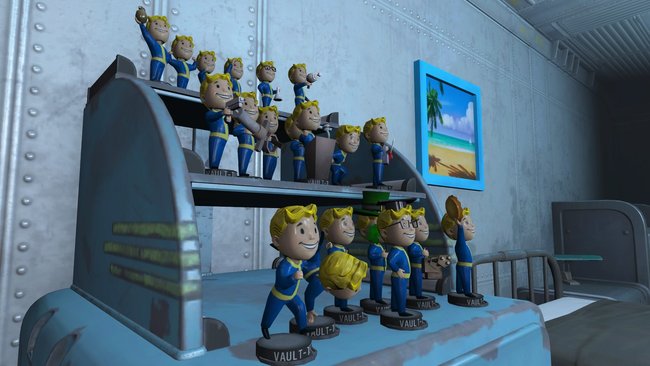 Dekorativ und nützlich: Die Vault-Tec-Wackelpuppen. (Bildquelle: Screenshot und Bearbeitung GIGA).