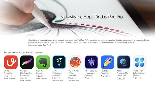 Apple bewirbt Apps und Spiele fürs iPad Pro im App Store