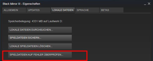 Steam: Hier prüft ihr das Spiel auf Fehler.