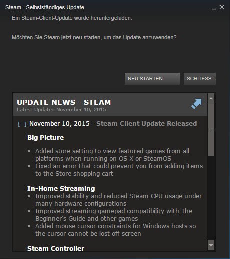 Steam-Updates beheben Fehler mit Spielen.