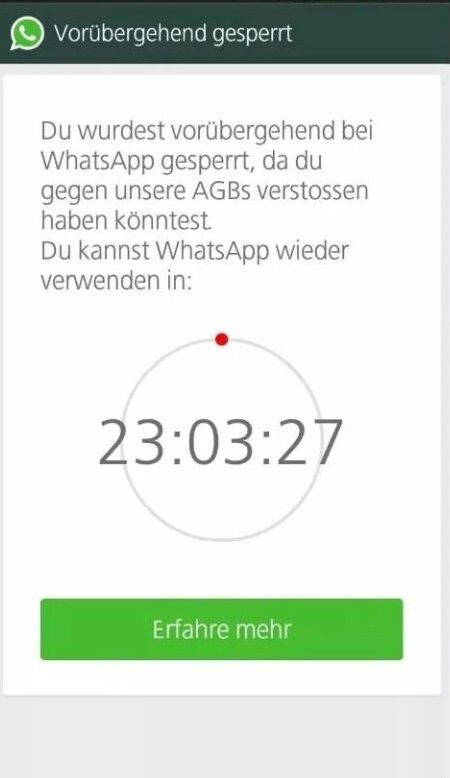 WhatsApp ist hier nur vorübergehend gesperrt. Einfach abwarten. Bild: GIGA