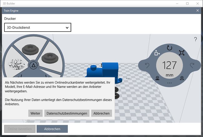 3D Builder in Windows 10: Hier druckt ihr Modelle oder bestellt sie online.