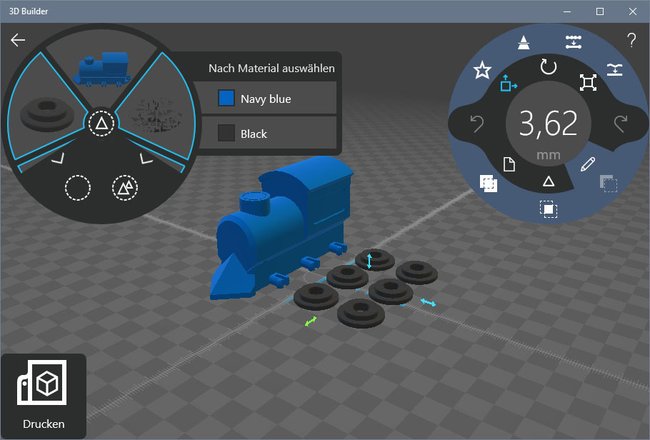 3D Builder: Modelle lassen sich im Editor anpassen und ändern.