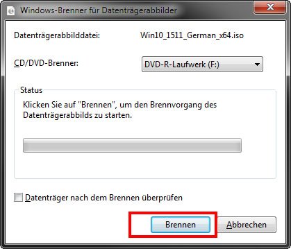 Mit dem Windows-Programm brennt ihr die Windows-10-CD.