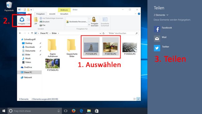 Windows 10: So teilt ihr Dateien aus dem Explorer heraus über Apps.