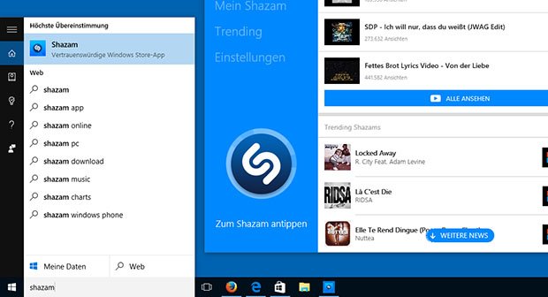 Windows 10: Cortana soll per Shazam-App auch Musik erkennen.