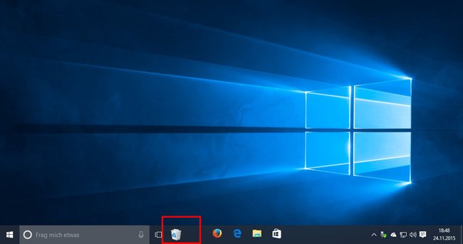 Windows 10: Der Papierkorb ist in der Taskleiste angeheftet.