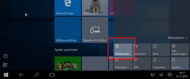 Windows 10: Das Aktivieren des Tabletmodus kann das Startmenü reparieren.