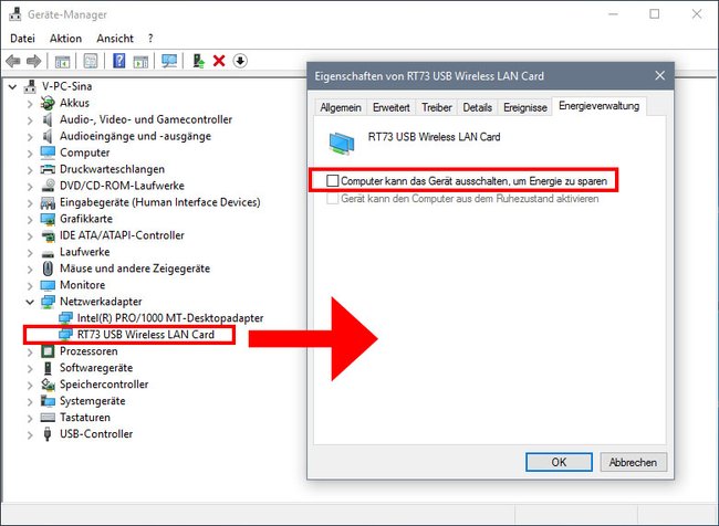 Windows 10: Hier deaktiviert ihr das automatische Ausschalten des WLAN-Adapters. (Bildquelle: GIGA)