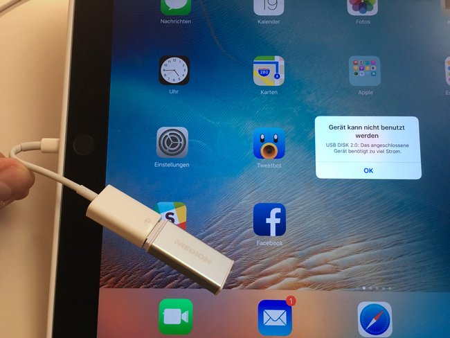 Lightning-auf-USB-Adapter mit dem iPad Pro