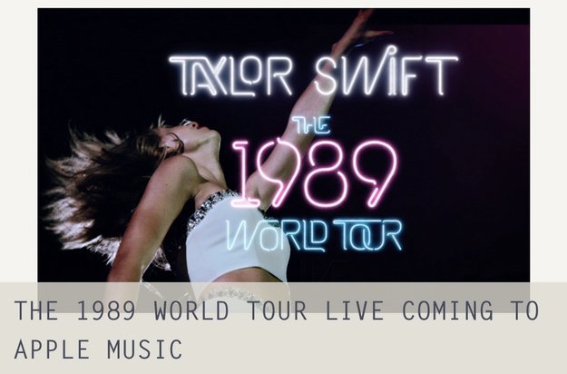 Taylor Swift veröffentlicht „The 1989 World Tour Live“-Video exklusiv bei Apple Music