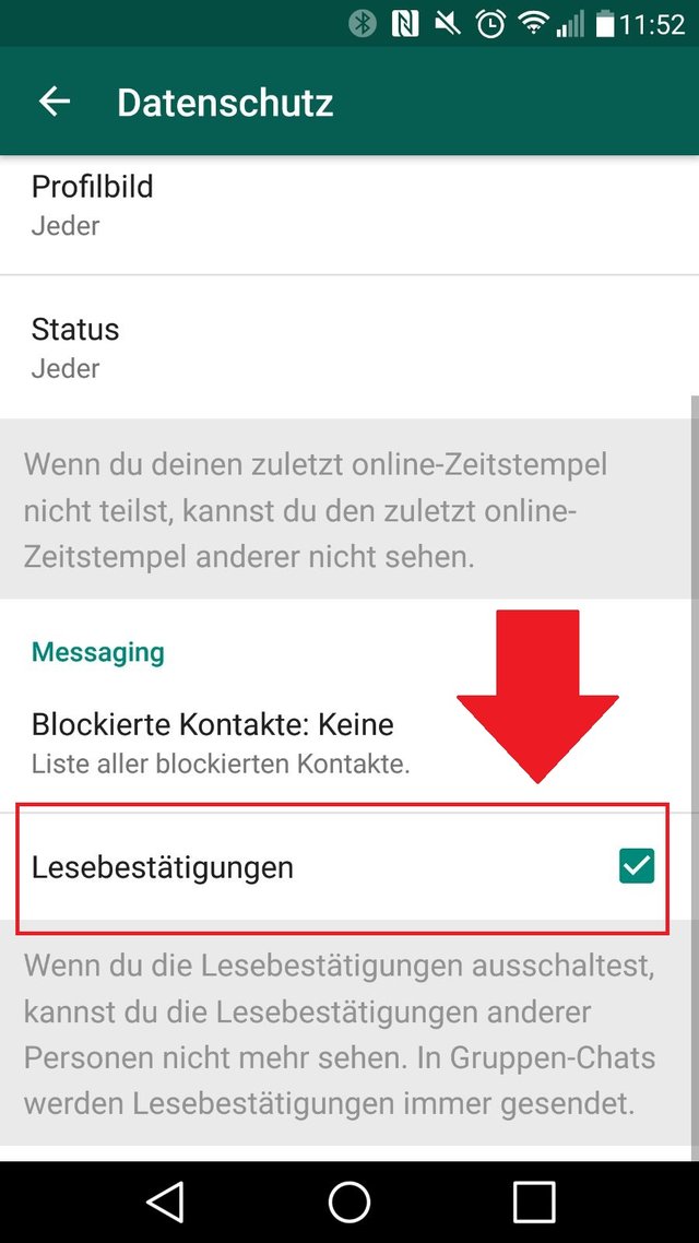 Blaue Haken in WhatsApp deaktivieren