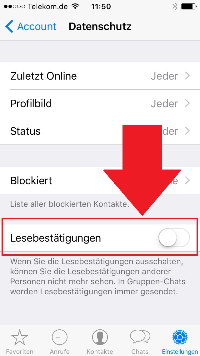 Whatsapp blaue Haken deaktivieren iPhone