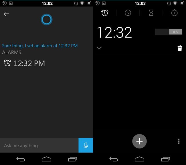 Android: Hier wurde mit Cortana ein Weck-Alarm gestellt.
