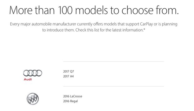 Apple veröffentlicht Liste mit allen CarPlay-kompatiblen Autos