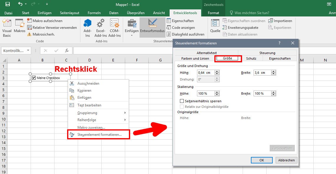 Excel Checkbox Einfugen Vergrossern Status Abfragen So Geht S