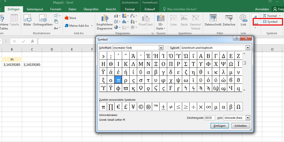 Excel Pi Eingeben Darstellen Und Rechnen So Gehts Giga