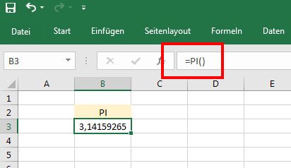 So gebt ihr die Zahl Pi in Excel als Formel ein.
