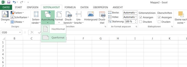 excel-querformat-einstellen