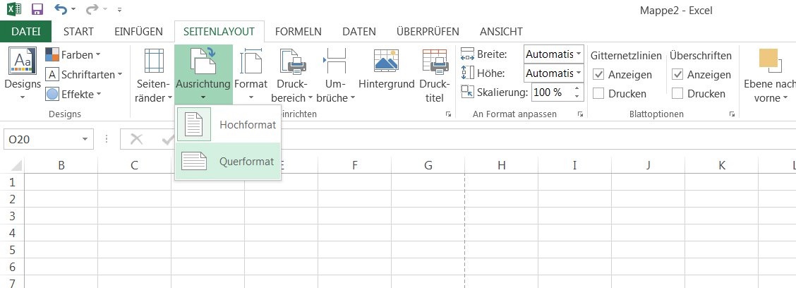 Excel Querformat Einstellen Und Drucken So Gehts Giga