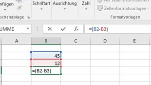 Excel: Subtrahieren & Addieren – so geht's