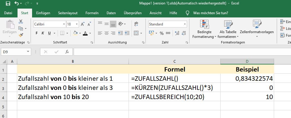 Excel Zufallsbereich Jede Zahl Nur Einmal Excel: Zufallszahl erzeugen – so geht's