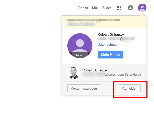 Hier meldet ihr euch von euren Google-Konten ab.