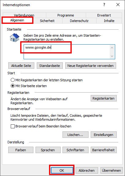 Internet Explorer Startseite Festlegen