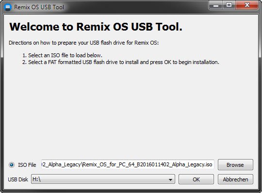 Mit dem Remix OS USB-Tool installiert ihr Android auf dem USB-Stick.