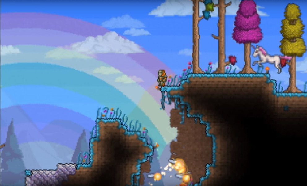 Im Hardmode warten Regenbögen und Einhörner im Biom The Hallow auf euch