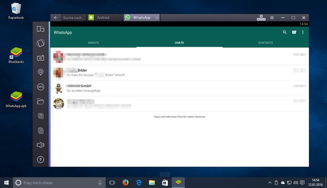 WhatsApp ist auf Windows 10 installiert.