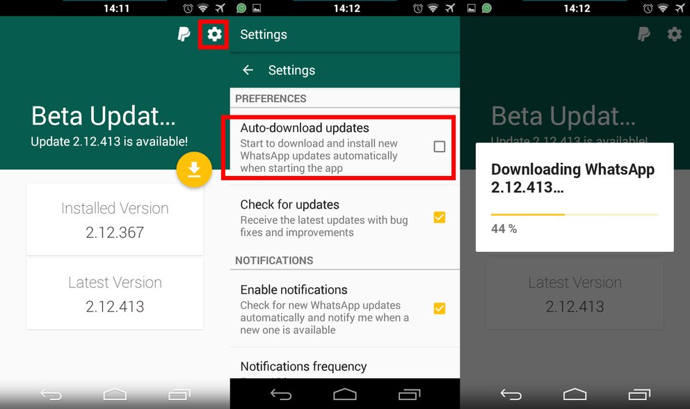 Beta-Updater for WhatsApp: Die App aktualisiert WhatsApp automatisch auf die neuste Version.