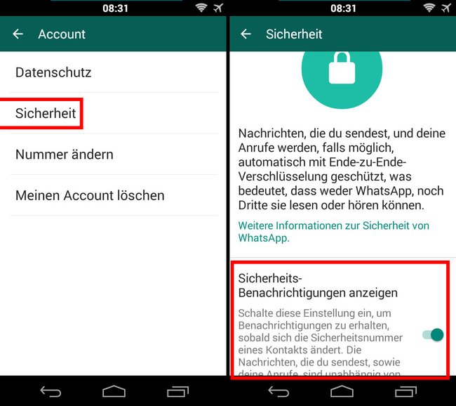 WhatsApp: So aktiviert ihr die Sicherheits-Benachrichtigungen.