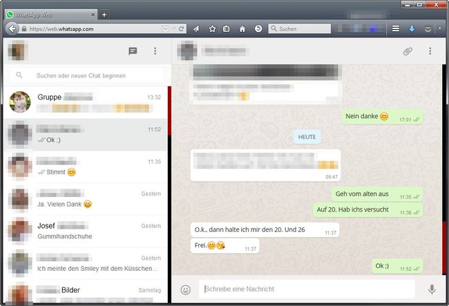 WhatsApp Web: Ihr chattet direkt im Browser in Windows 10.