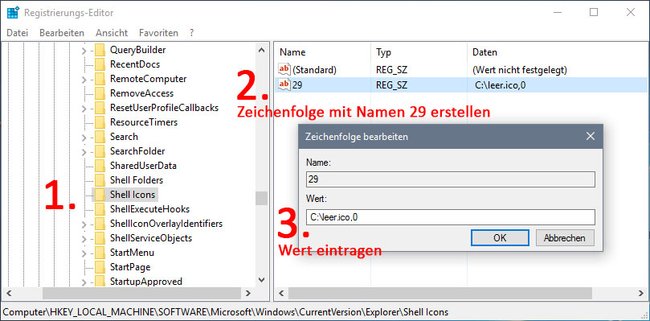 Windows 10: So entfernt ihr die Verknüpfungspfeile auf Symbolen und Icons.